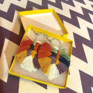 Rainbow macrame earrings